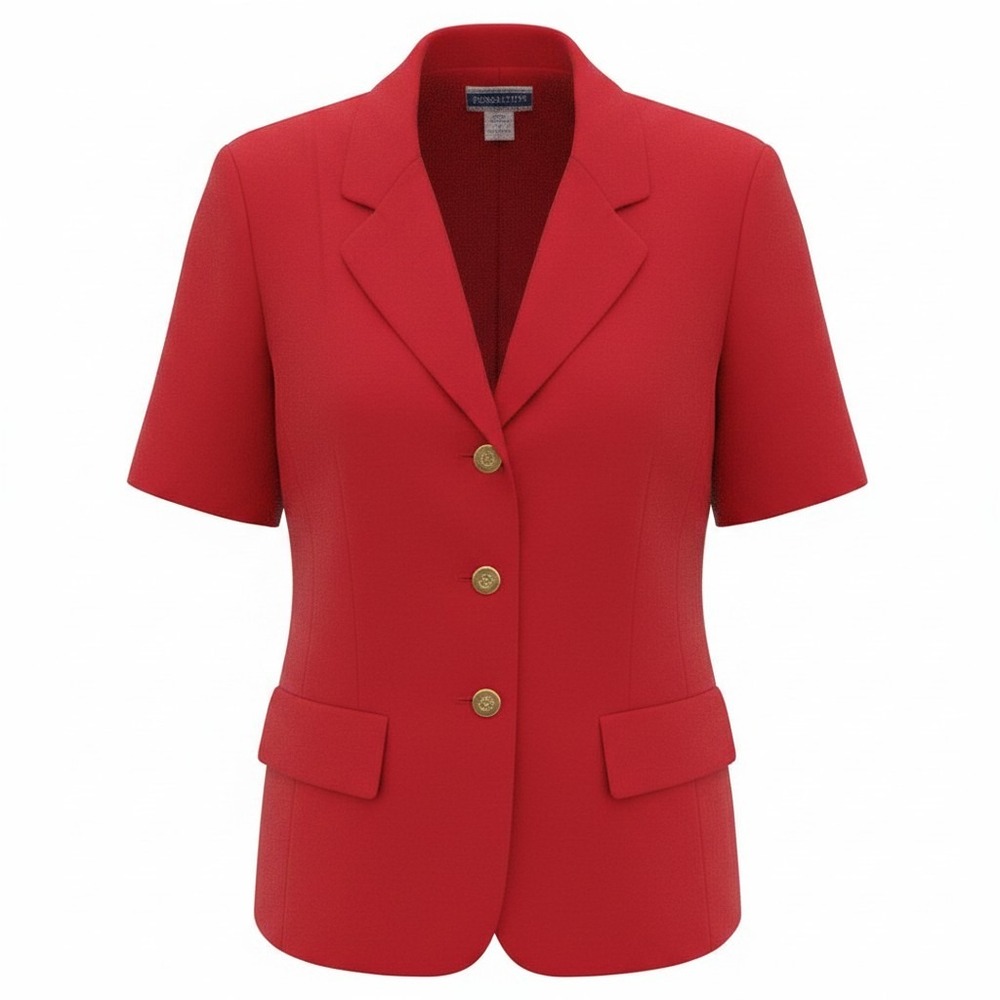 Pendleton‎ Blazer Women 8 Red Short Sleeve Button Front Flap Pockets Made In USA